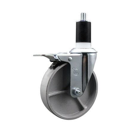 Service Caster 5'' Semi Steel Swivel 1-1/2'' Expanding Stem Caster Total Lock Brake SCC-EXTTL20S514-SSS-112